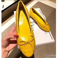 Discount Chanel Lambskin Classic Bow Ballerinas Flats G31502 Quilting Yellow