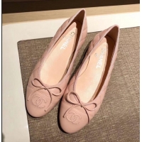 Best Price Chanel Lambskin Classic Bow Ballerinas Flats G31502 Quilting Nude