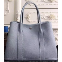 Faux Hermes Garden Party 36cm 30cm Tote Bag Original Leather A129L SkyBlue