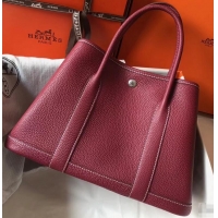 Pretty Style Hermes Calfskin Garden Party 30/36 Bag H12601 Burgundy