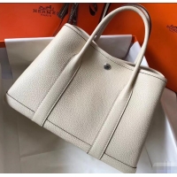 Luxury Discount Hermes Calfskin Garden Party 30/36 Bag H12601 Pearl Gray