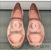 Classic Specials Chanel CC Logo Mesh and Grosgrain Espadrilles G34651 Pink 2019