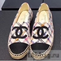 Low Price Chanel CC Logo Tweed Fabric Espadrilles G31507 Diamond 2019