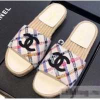 Luxurious Chanel CC Logo Tweed Mules Slipper Sandals Espadrilles G34067 Diamond 2019