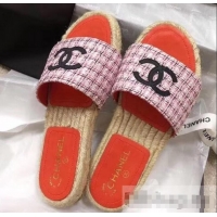 Most Popular Chanel CC Logo Tweed Mules Slipper Sandals Espadrilles G34067 Pink 2019