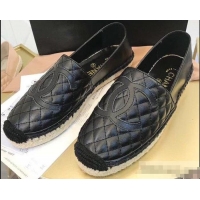 Lowest Cost Chanel CC Logo Quilted Leather Espadrilles G32001 Black