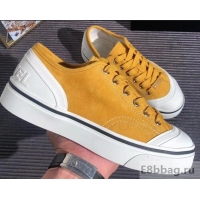 Unique Discount Chanel Logo Sneakers G34760 Suede Calfskin Yellow 2019