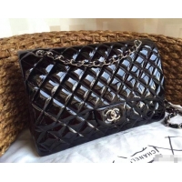 Good Product Chanel Maxi Classic Flap Bag A58601 in Patent Leather Black/Silver