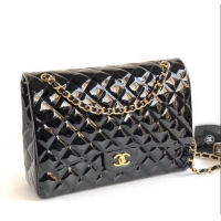 Pretty Style Chanel Maxi Classic Flap Bag A58601 in Patent Leather Black/Gold