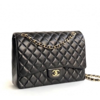 Perfect Chanel Maxi Classic Flap Bag A58601 in Lambskin Black/Gold