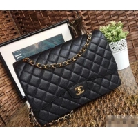 Stylish Chanel Maxi Classic Flap Bag A58601 in Caviar Leather Black/Gold