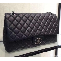 Top Grade Chanel Calfskin XL Large Classic Flap Bag A91167 Black