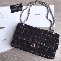 Promotional Chanel Tweed Medium Classic Flap Bag A925411 Black/Silver