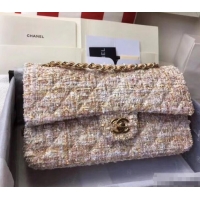 Best Product Chanel Tweed Medium Classic Flap Bag A925411 Apricot