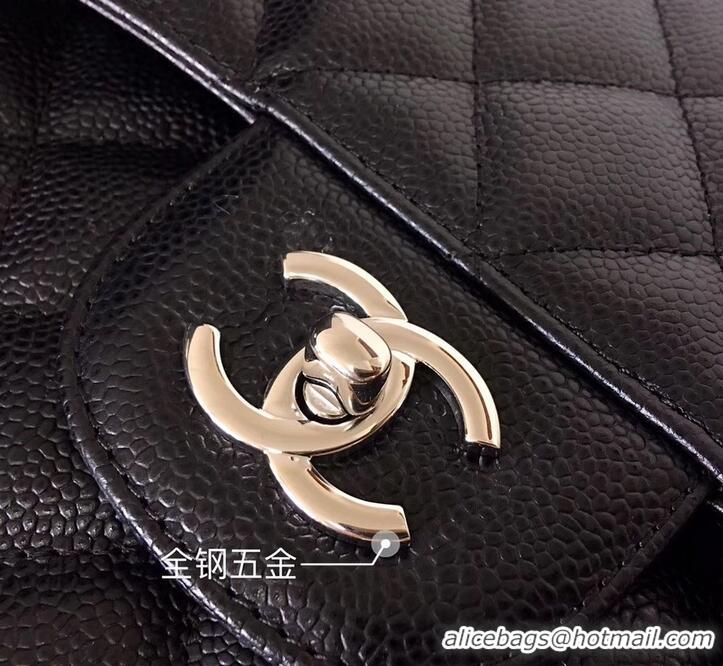 Pretty Style Chanel original quality Caviar Classic jumbo Flap Bag 1113 black with silver Hardware 