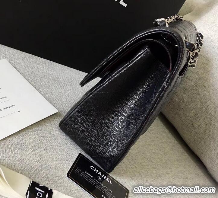 Pretty Style Chanel original quality Caviar Classic jumbo Flap Bag 1113 black with silver Hardware 