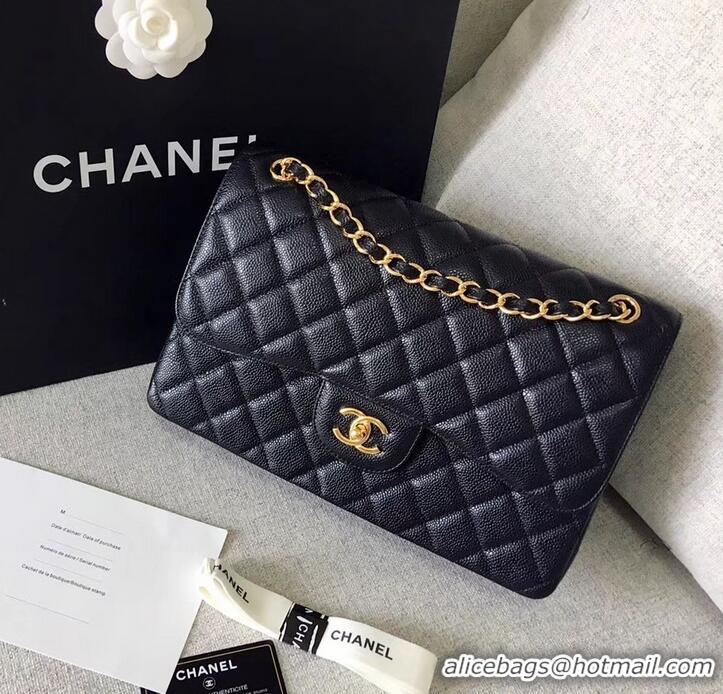 Best Grade Chanel original quality Caviar Classic jumbo Flap Bag 1113 black with gold Hardware