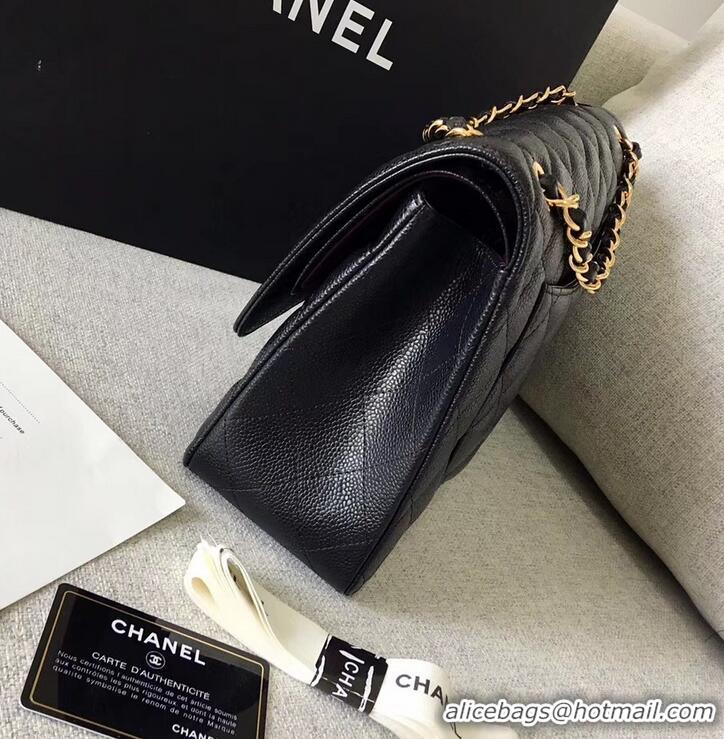 Best Grade Chanel original quality Caviar Classic jumbo Flap Bag 1113 black with gold Hardware