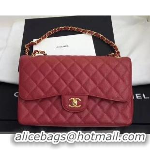 Fashion Chanel original quality Caviar Classic jumbo Flap Bag 1113 burgundy with gold Hardware