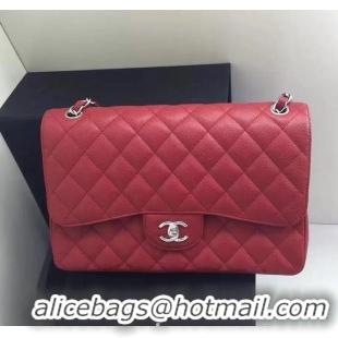 Best Price Chanel original quality Caviar Classic jumbo Flap Bag 1113 burgundy with silver Hardware