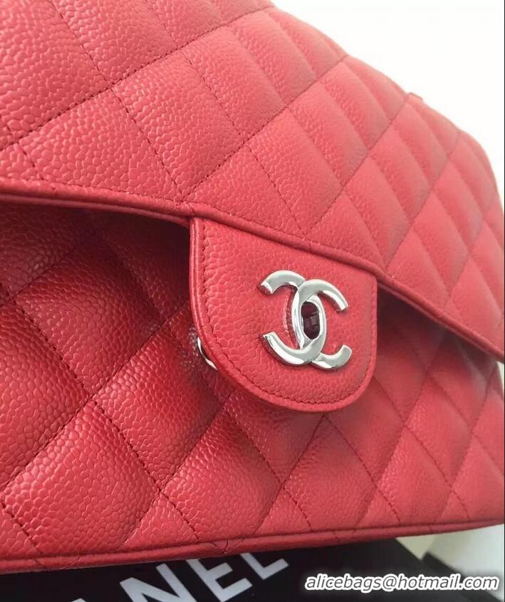 Best Price Chanel original quality Caviar Classic jumbo Flap Bag 1113 burgundy with silver Hardware