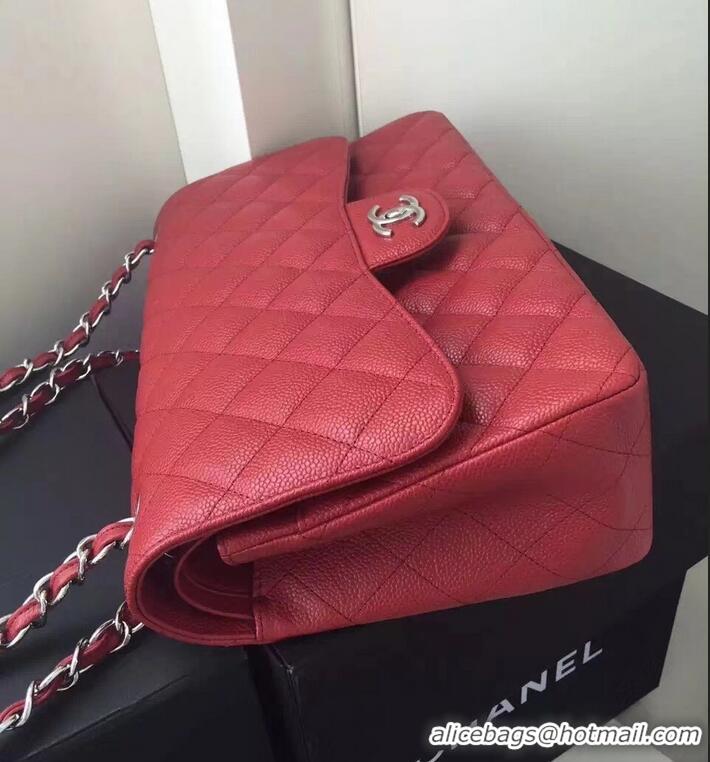 Best Price Chanel original quality Caviar Classic jumbo Flap Bag 1113 burgundy with silver Hardware