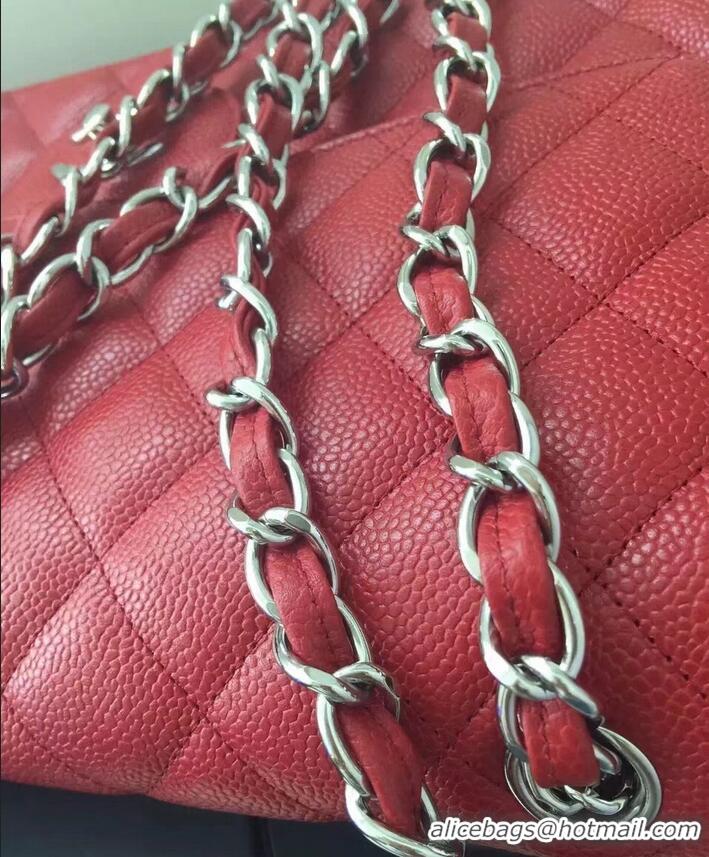 Best Price Chanel original quality Caviar Classic jumbo Flap Bag 1113 burgundy with silver Hardware