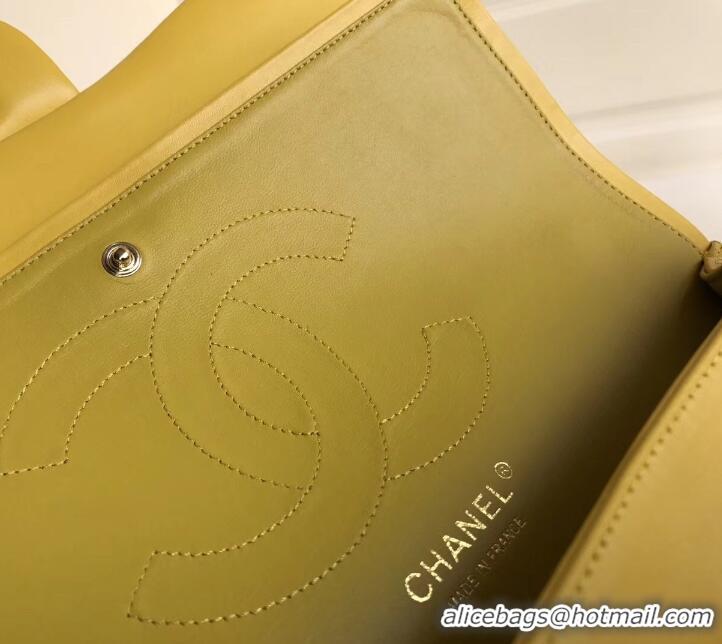 Pretty Style Chanel sheepskin Classic jumbo Flap Bag 1113 yellow with silver Hardware