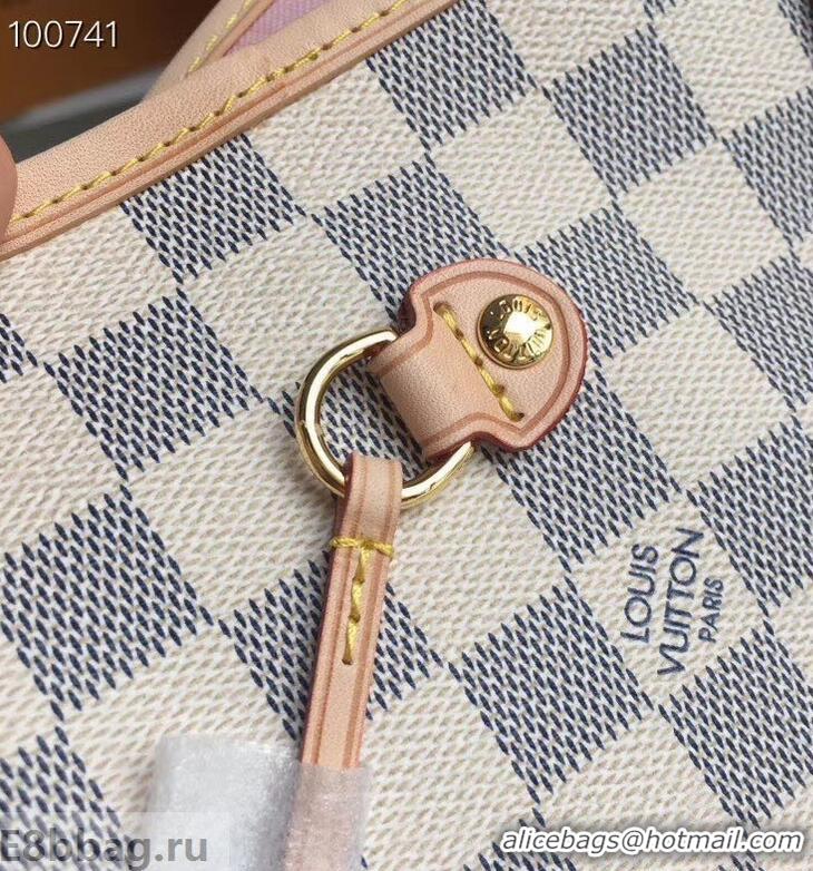 Best Quality Louis Vuittom Damier Azur Canvas Neverfull MM Bag N41605 Rose Ballerine