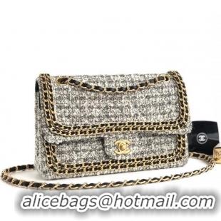 Best Product Chanel Tweed Chain Around Classic Flap Bag A1112 Gray 2019