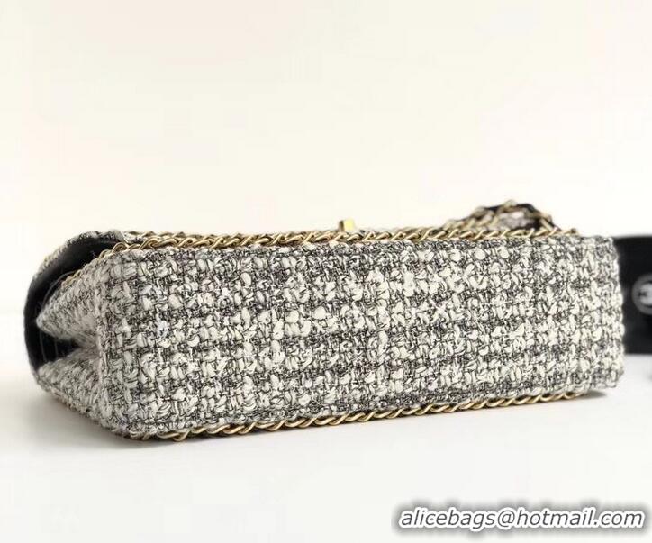 Best Product Chanel Tweed Chain Around Classic Flap Bag A1112 Gray 2019