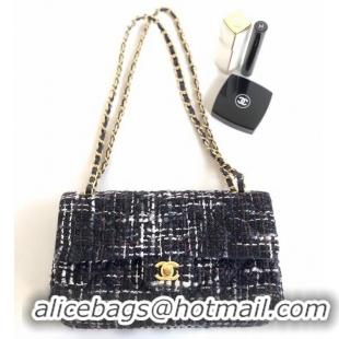 Duplicate Chanel Tweed Classic Flap Bag A1112 Black 2019