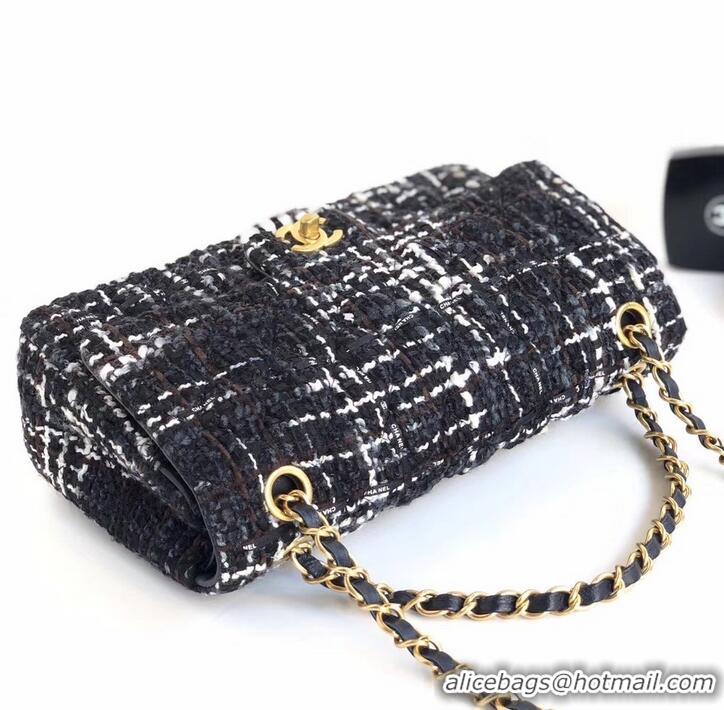 Duplicate Chanel Tweed Classic Flap Bag A1112 Black 2019