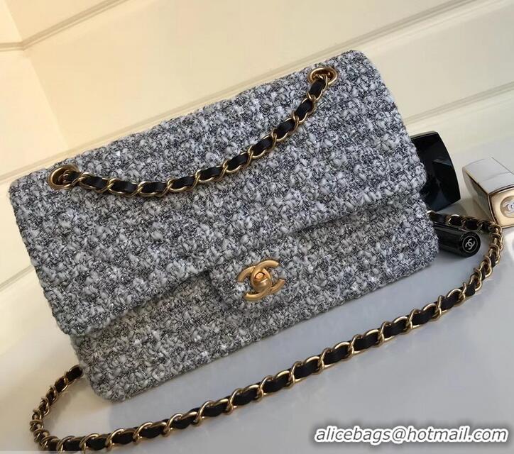 Unique Discount Chanel Tweed Classic Flap Bag A1112 Gray 2019