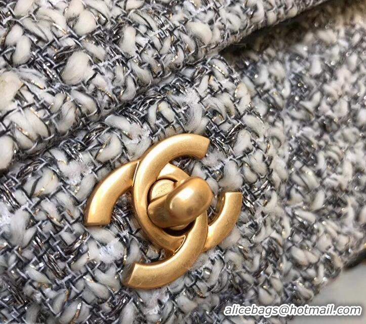 Unique Discount Chanel Tweed Classic Flap Bag A1112 Gray 2019