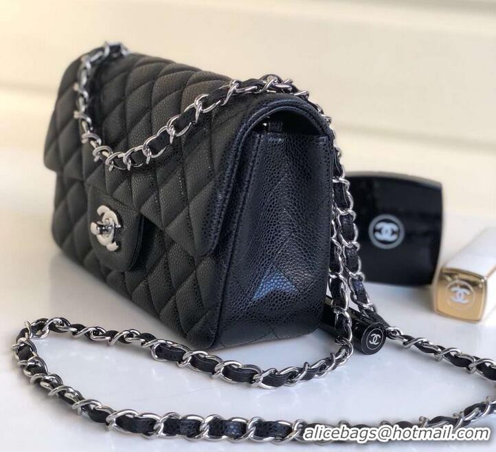 Best Product Chanel Pearl Caviar Calfskin Small Classic Flap Bag A1116 Black 