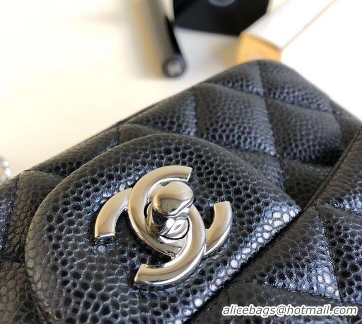 Best Product Chanel Pearl Caviar Calfskin Small Classic Flap Bag A1116 Black 