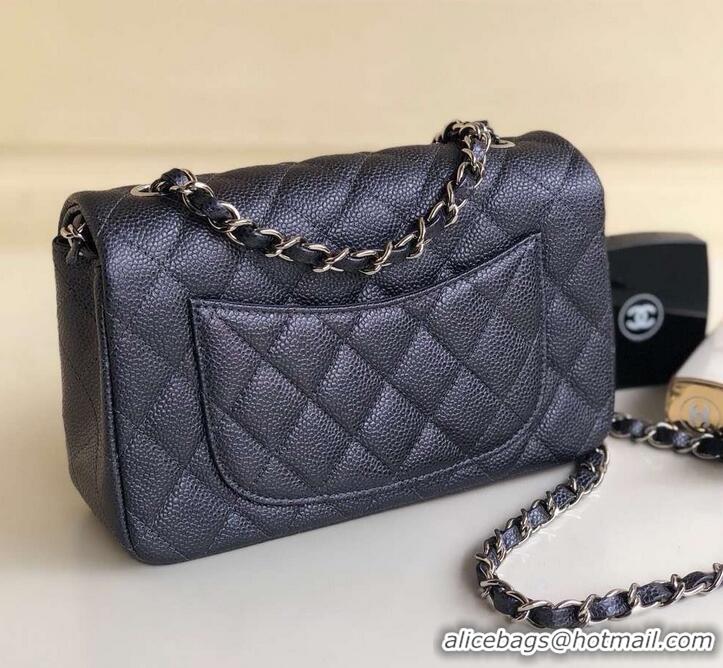 Classic Product Chanel Pearl Caviar Calfskin Small Classic Flap Bag A1116 Iron Gray