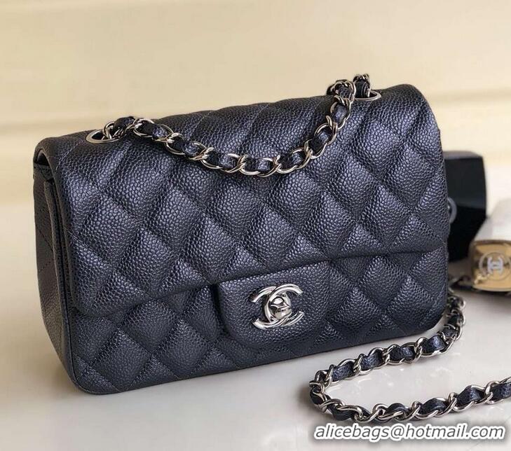 Classic Product Chanel Pearl Caviar Calfskin Small Classic Flap Bag A1116 Iron Gray