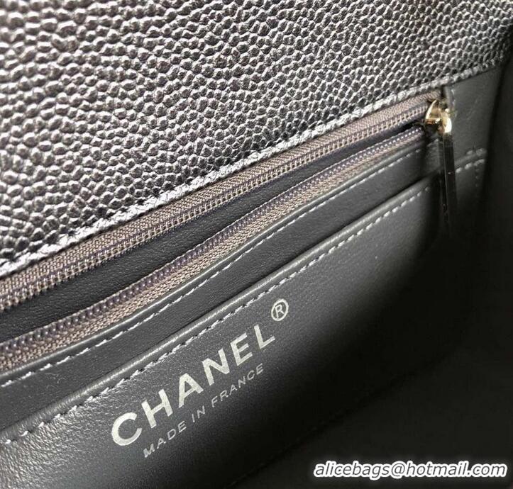 Classic Product Chanel Pearl Caviar Calfskin Small Classic Flap Bag A1116 Iron Gray