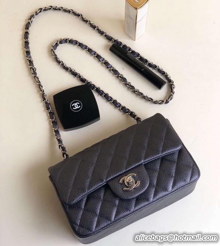 Classic Product Chanel Pearl Caviar Calfskin Small Classic Flap Bag A1116 Iron Gray