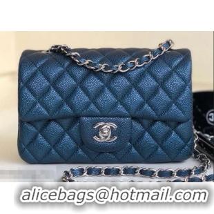 Hot Style Chanel Pearl Caviar Calfskin Small Classic Flap Bag A1116 Blue