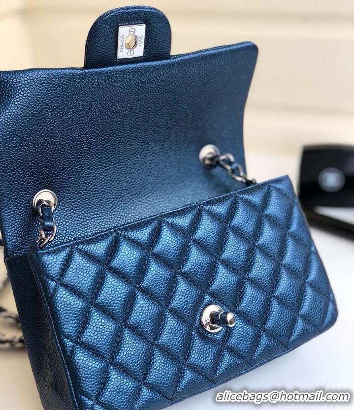 Hot Style Chanel Pearl Caviar Calfskin Small Classic Flap Bag A1116 Blue