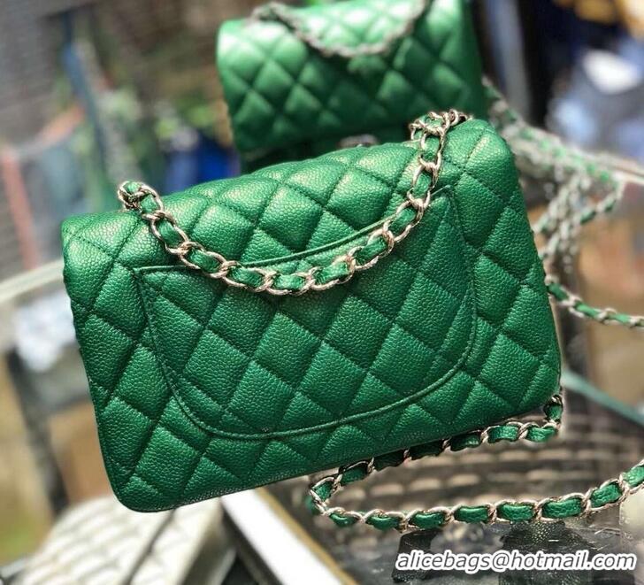 Stylish Chanel Pearl Caviar Calfskin Small Classic Flap Bag A1116 Green