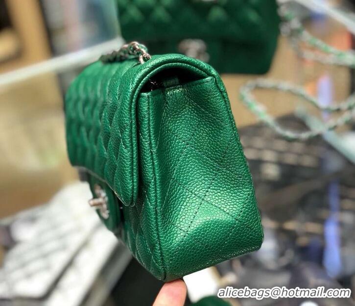 Stylish Chanel Pearl Caviar Calfskin Small Classic Flap Bag A1116 Green