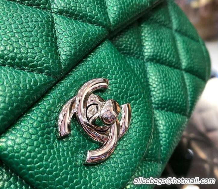 Stylish Chanel Pearl Caviar Calfskin Small Classic Flap Bag A1116 Green