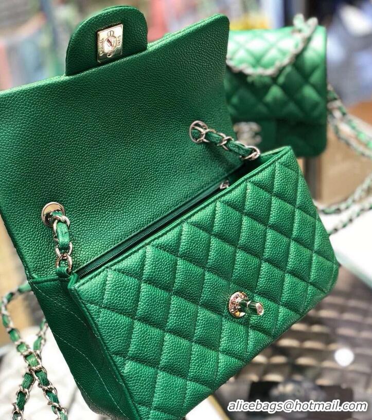 Stylish Chanel Pearl Caviar Calfskin Small Classic Flap Bag A1116 Green