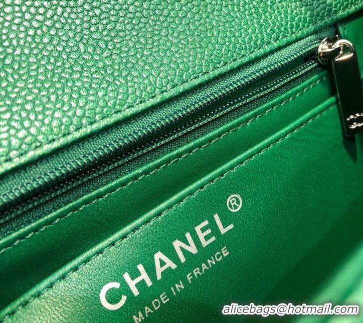 Stylish Chanel Pearl Caviar Calfskin Small Classic Flap Bag A1116 Green