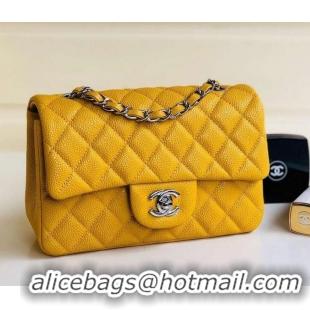 Sophisticated Chanel Pearl Caviar Calfskin Small Classic Flap Bag A1116 Yellow