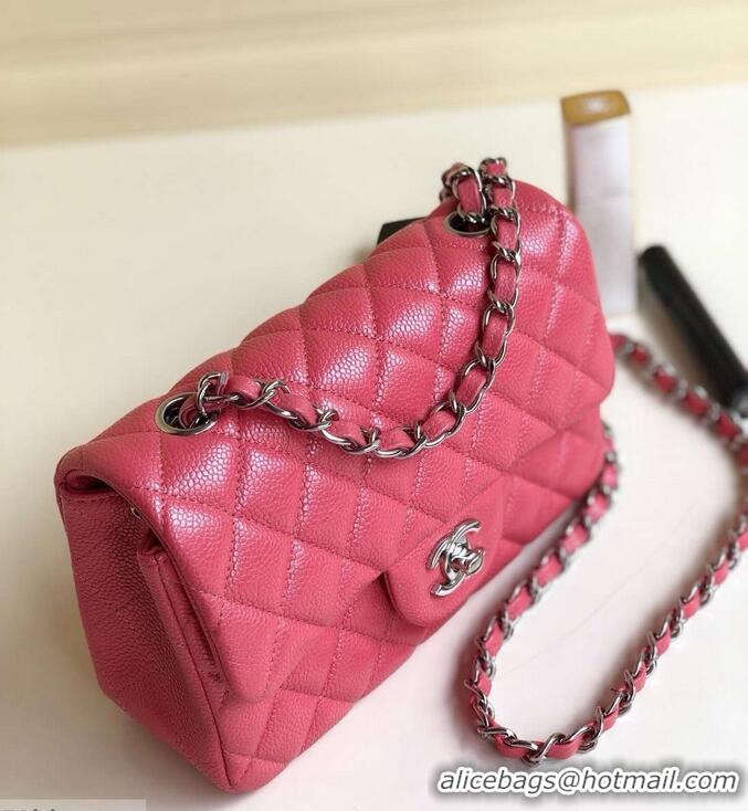 Luxury Chanel Pearl Caviar Calfskin Small Classic Flap Bag A1116 Dark Pink